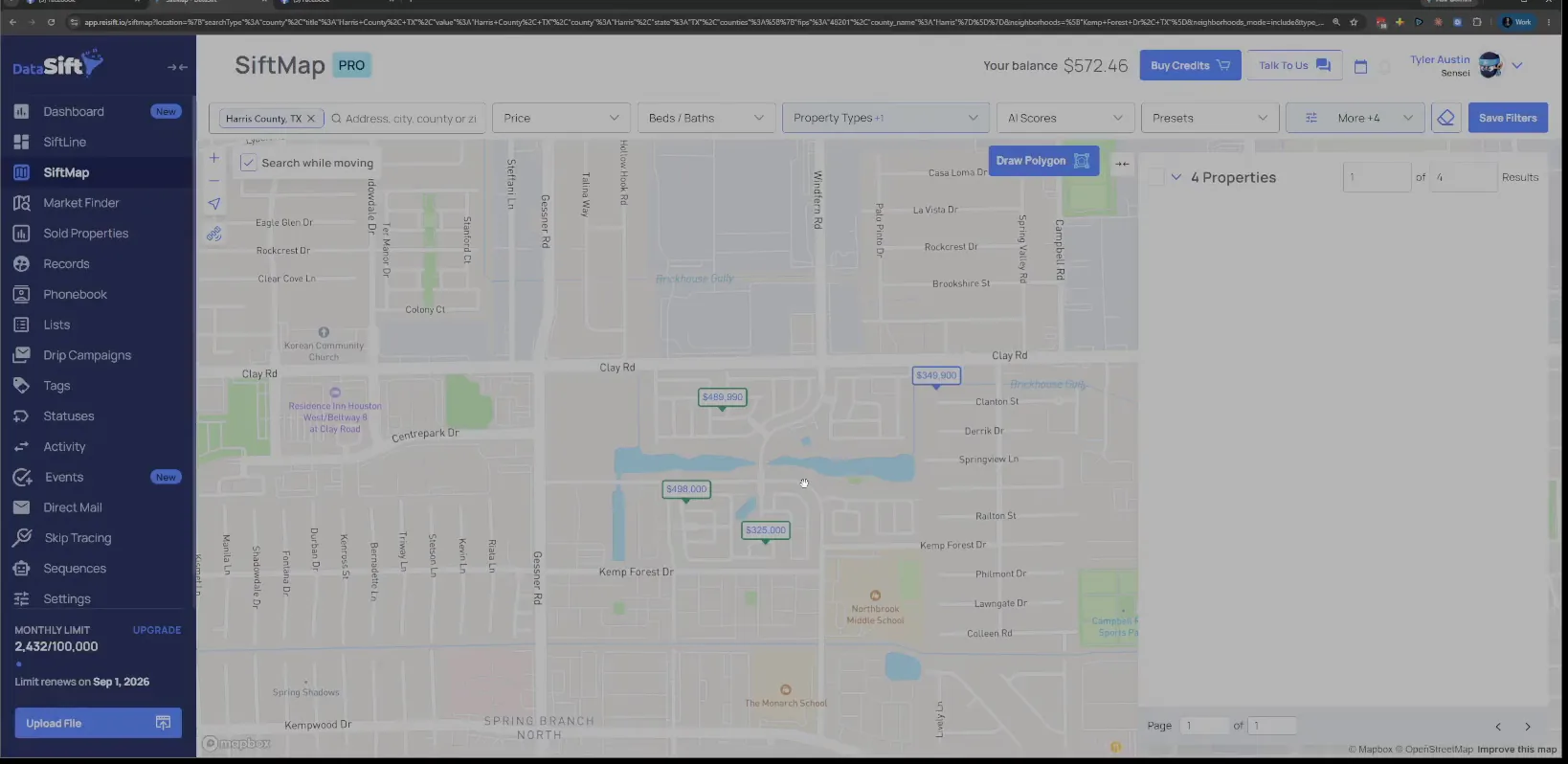 Map showing the pending properties after the pending since January filter