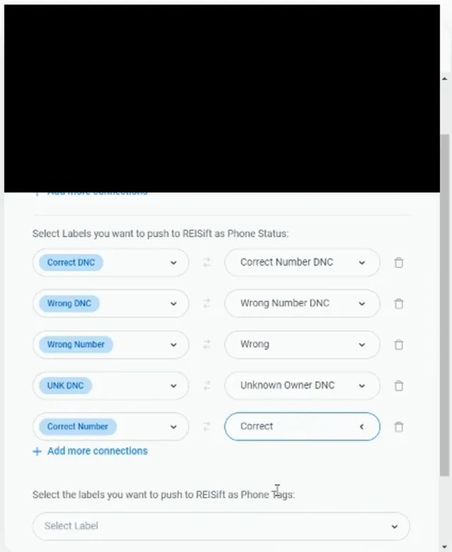 Mapping list showing UNK DNC to Unknown Owner DNC and Correct Number to Correct