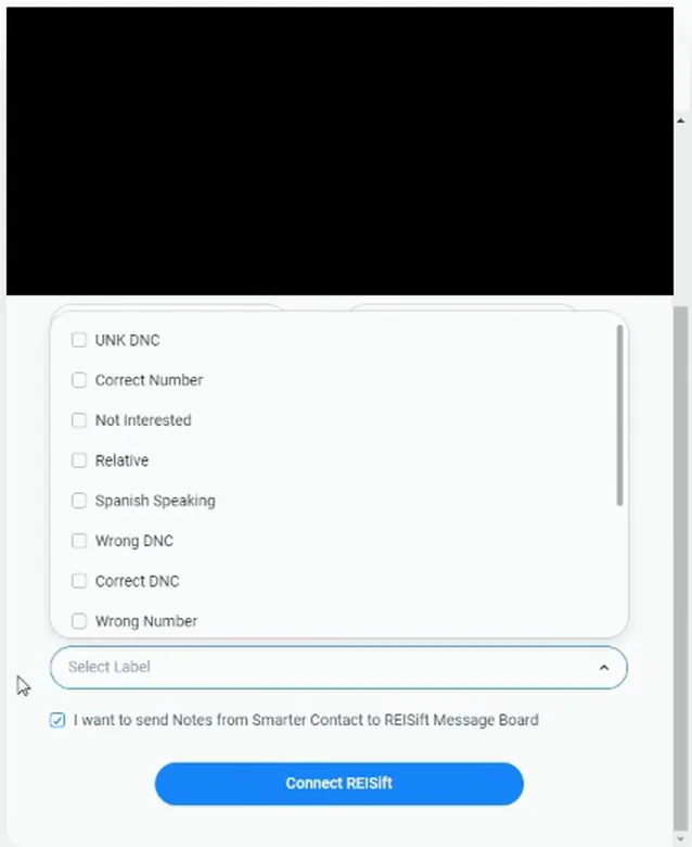 Phone tags dropdown open with Relative, Spanish Speaking and Correct Number checkboxes unchecked